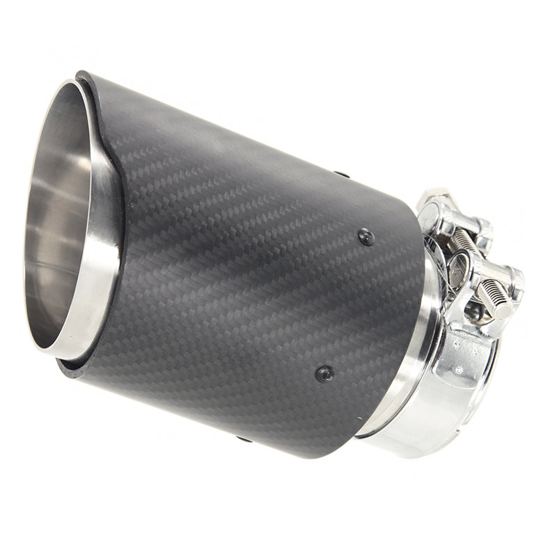 Bianco, terminale di scarico esclusivo in acciaio inox/carbonio - 89mm - 120mm lunghezza - 63mm attacco