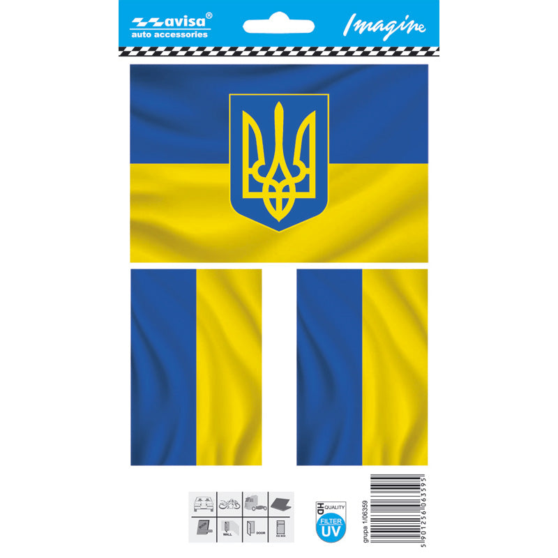 Avisa, Auto Tattoo Klistermærke Ukraine/Flag - 12,7x8,5cm