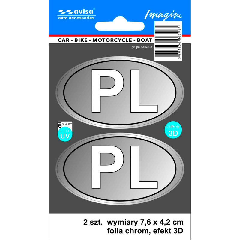 Avisa, 3D Krom AutoTattoo Sticker med UV Filter - 7,6 x 4,2 cm - 2 Stk.