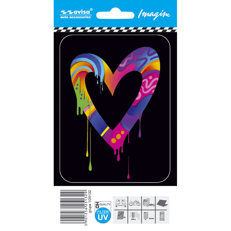 Avisa, Hjerte Auto Tattoo Sticker - 8,7x11,6cm