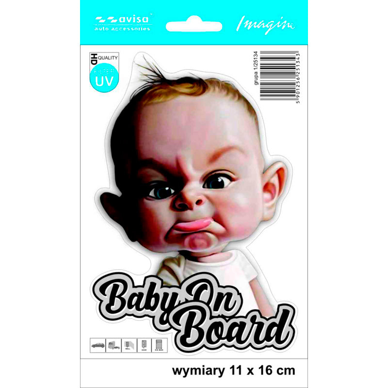 Avisa, Baby On Board Bilklistermærke - 11x16cm