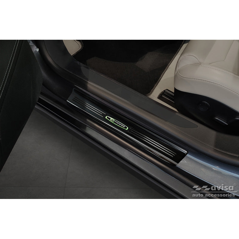 Avisa, nakładka ochronna na tylny zderzak, błyszcząca czerń, stal nierdzewna, pasuje do Tesla Model S 2012-2016 & Facelift 2016- 'E-Power' - 4 części