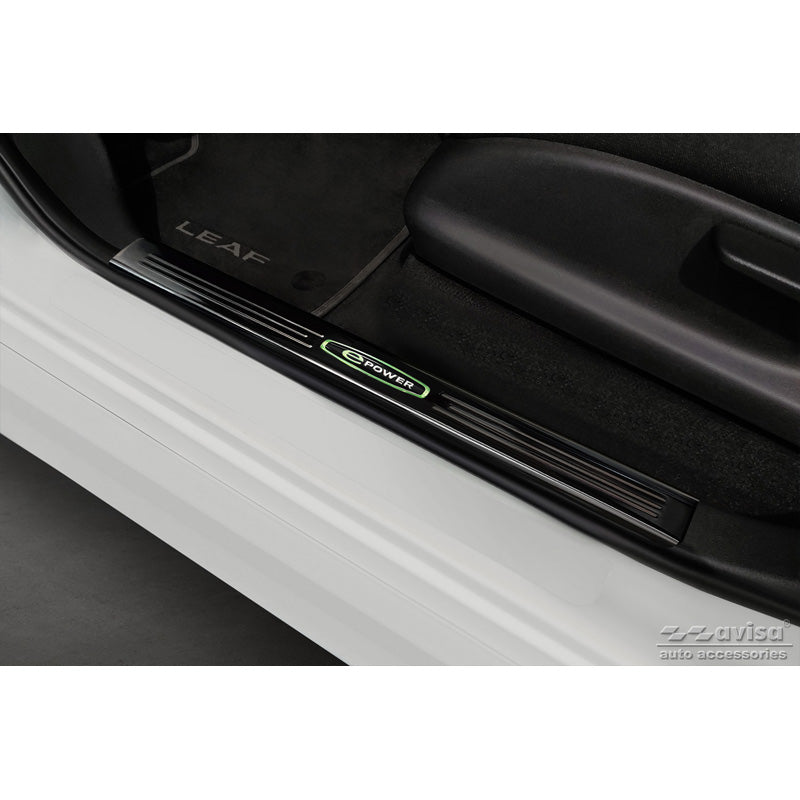 Avisa, Protezione paraurti posteriore, Nero lucido, Acciaio inossidabile, adatte per Nissan Leaf II (2E1) 2017-2022 & Facelift 2022- 'E-Power' - 4 pezzi