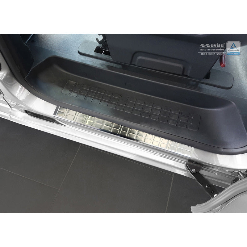 Avisa, battitacco, acciaio inox, compatibile con Citroën Spacetourer / Peugeot Traveller / Peugeot Expert / Toyota Proace 2016- / Opel Zafira Life 2019- / Fiat Ulysse 2022- - 'Rectangles' - 2 pezzi porte scorrevoli posteriori