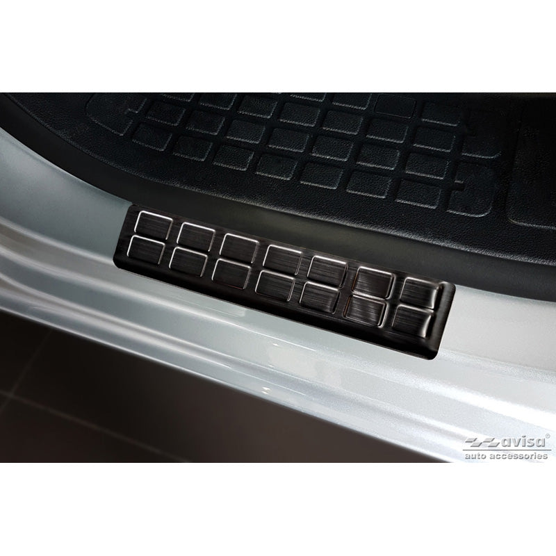 Avisa, Seuils de porte, Noir, Acier inoxydable, convient à Citroën Jumpy & Spacetourer / Peugeot Expert & Traveller / Toyota Proace 2016- / Opel Vivaro / Zafira Life 2019- / Fiat Scudo & Ulysse 2022- - 'Rectangles' - 2 pièces portes avant
