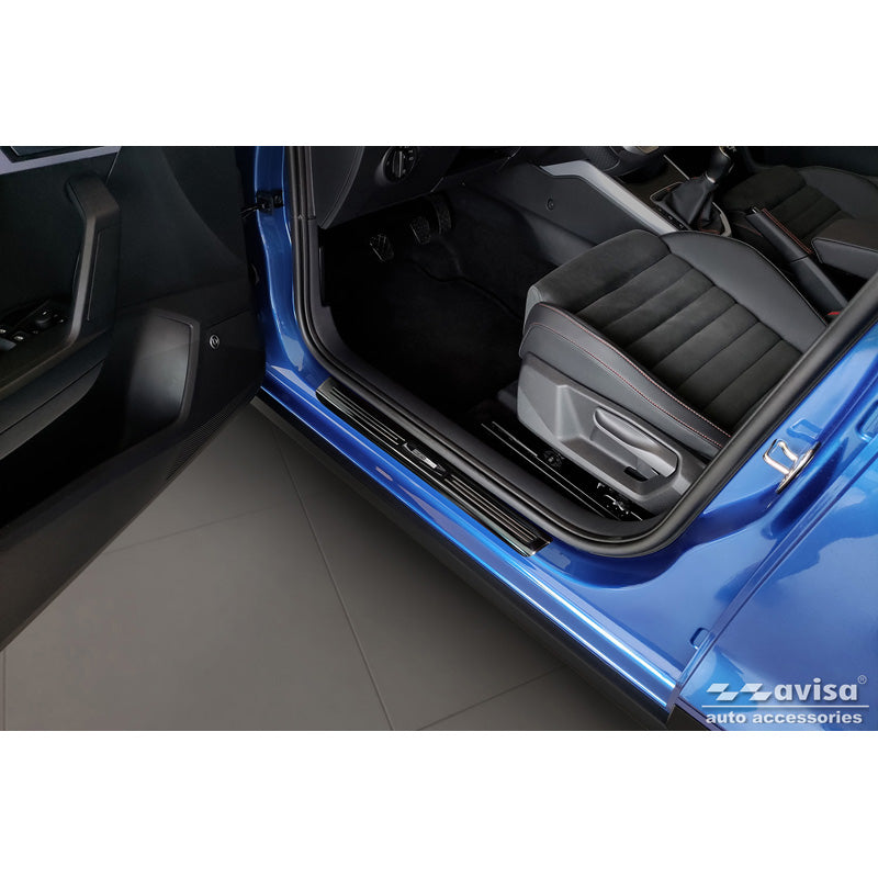 Avisa, Protection de pare-chocs arrière, noir brillant, acier inoxydable, convient à Seat Arona 2017-2021 & FL 2021- - "Exclusive" - 4 pièces