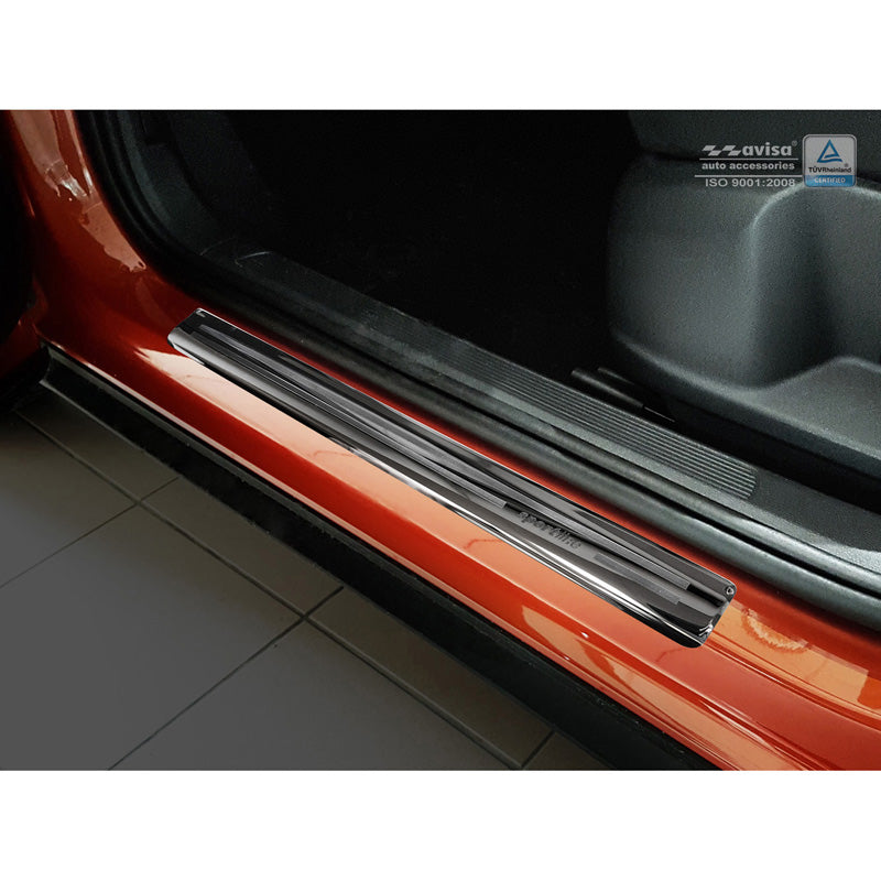 Avisa, protectores de umbral, negro, acero inoxidable, se adapta a Volkswagen T-Roc 2017-2022 & Facelift 2022 - 'Sportline' - 4 piezas