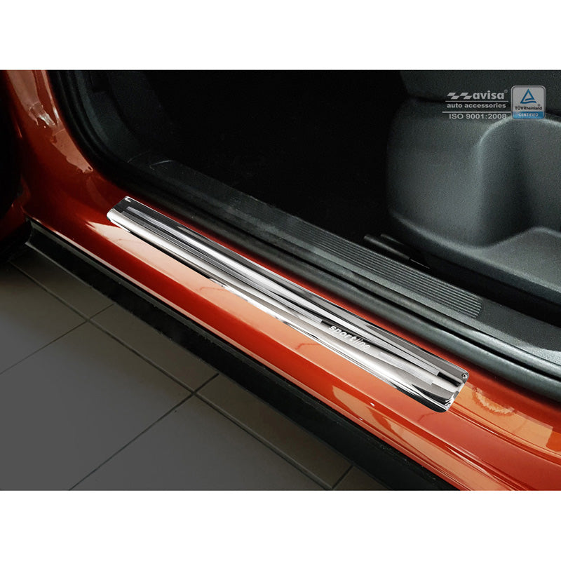 Avisa, protectores de umbral, acero inoxidable, se adapta a Volkswagen T-Roc 2017-2022 & Facelift 2022- - 'Sportline' - 4 piezas