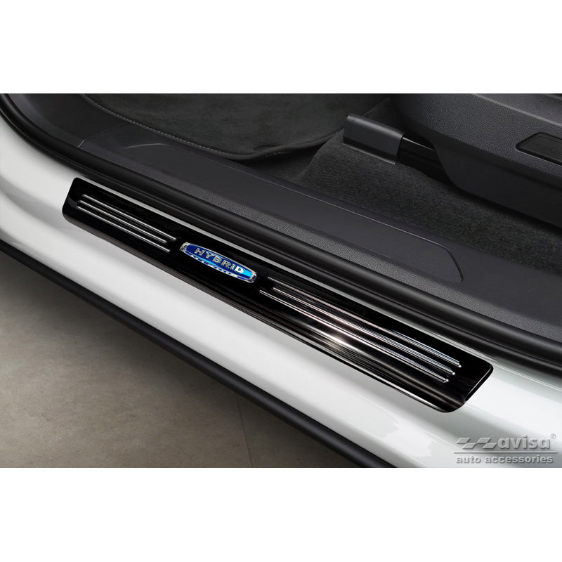 Avisa, Door Sill Protectors, Black, Stainless Steel, Fits Volkswagen Touareg III 2018- 'Hybrid' - 4-pcs