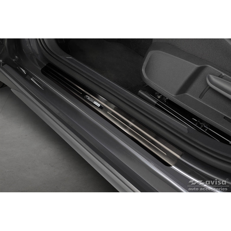 Avisa, Door Sill Protectors, Black, Stainless Steel, Fits Volkswagen Taigo 2021- 'Exclusive Edition' - 4-pcs