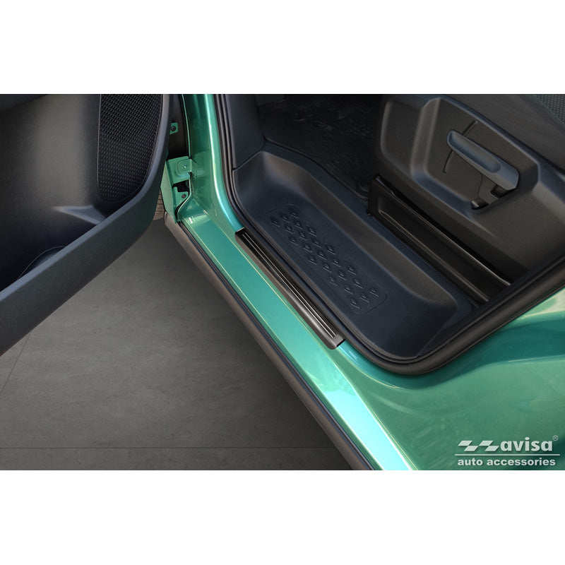 Avisa, Protections de seuils, Noir, Acier inoxydable, compatible avec Volkswagen ID.Buzz 2022- - 'Lines' - 2 pièces