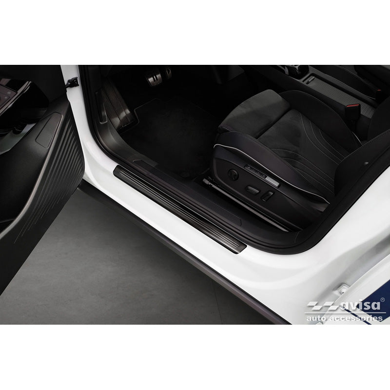 Avisa, nakładki progowe, czarny, stal nierdzewna, pasuje do Volkswagen ID.5 2021- - 'Lines' - 4-częściowy