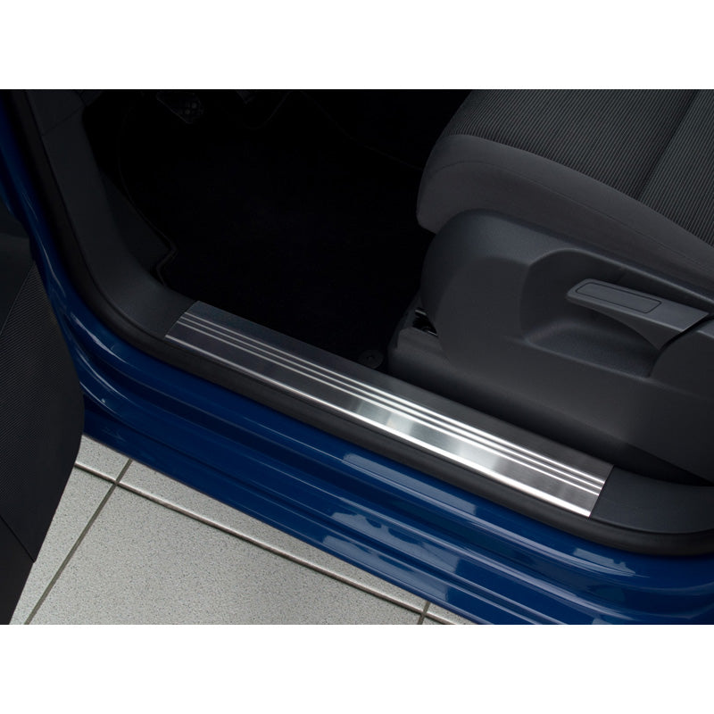 Avisa, Sill Protectors, Stainless Steel, fits Volkswagen Touran II 2010-2015 - 'Lines' - 4 pieces