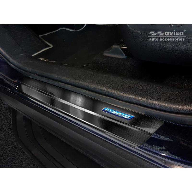 Avisa, protections de seuils de porte, noir, acier inoxydable, convient pour Toyota RAV4 (5th Gen.) 2018- & Suzuki Across 2020- - 'Hybrid' - 4 pièces