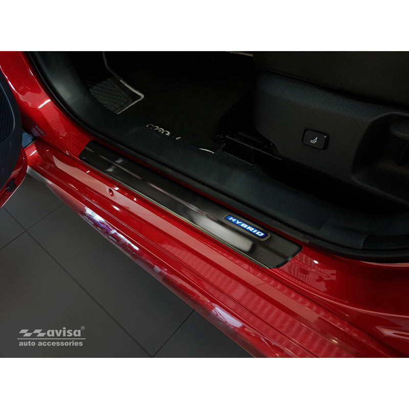 Avisa, protège-seuils, noir, acier inoxydable, compatible avec Toyota Corolla XII Limousine/Hatchback/Touring Sports 5 portes 2019- & Toyota Corolla Cross 2022- & Suzuki Swace Combi 2020- 'Hybrid' 4 pièces
