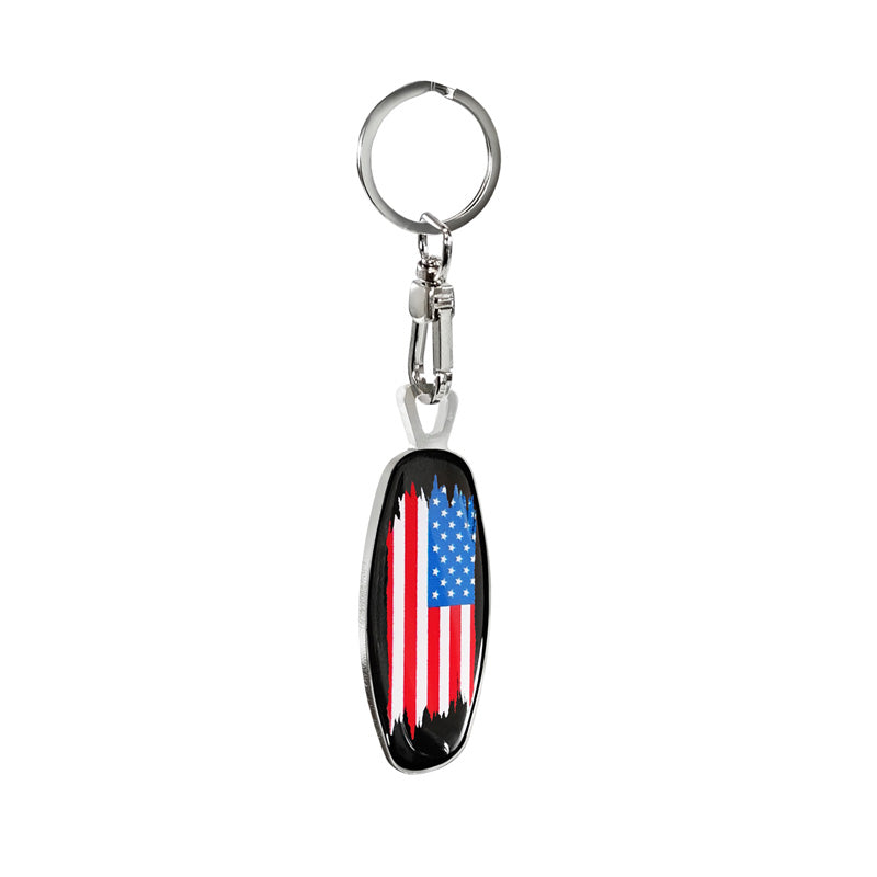 Avisa, Portachiavi in acciaio inox, Emblema/ Bandiera USA+PL, 1 Pezzo