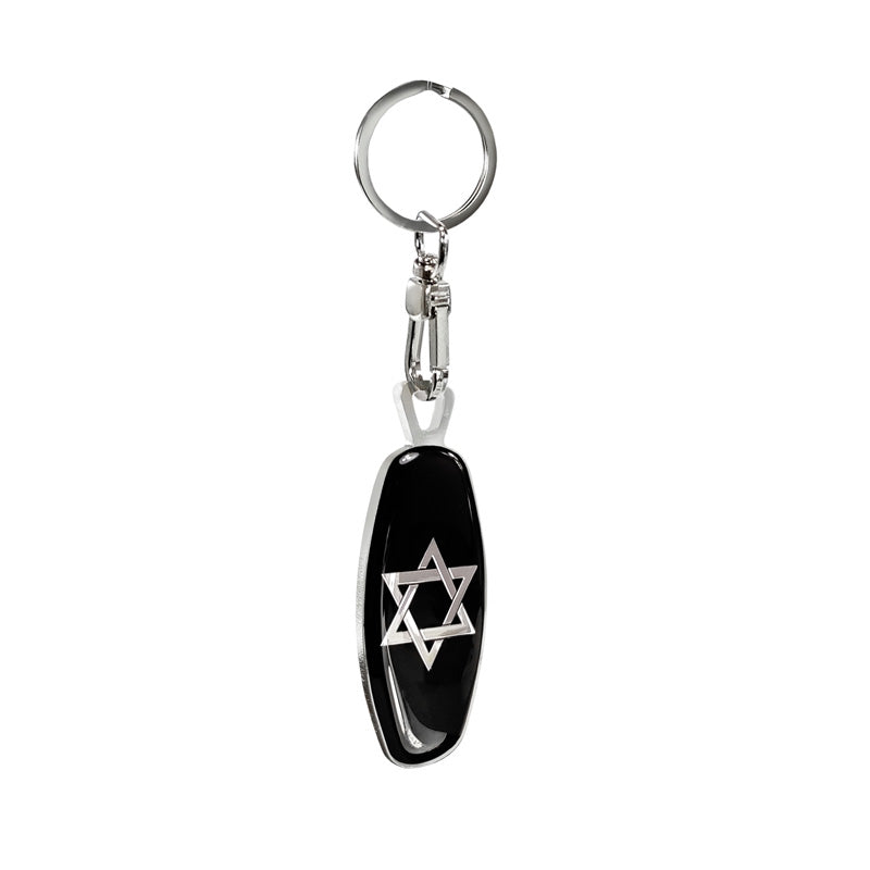 Avisa, Portachiavi, Emblema/ Bandiera Stella di David+BE, Acciaio inossidabile, 1 pezzo