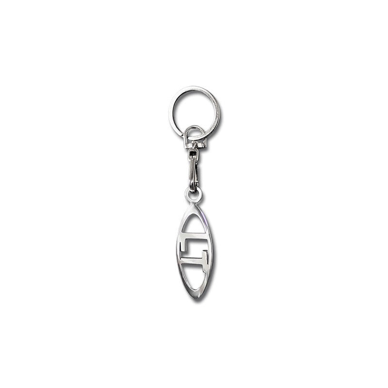 Avisa Porte-clés en acier inoxydable - 'LT' dans une ellipse (Argent)