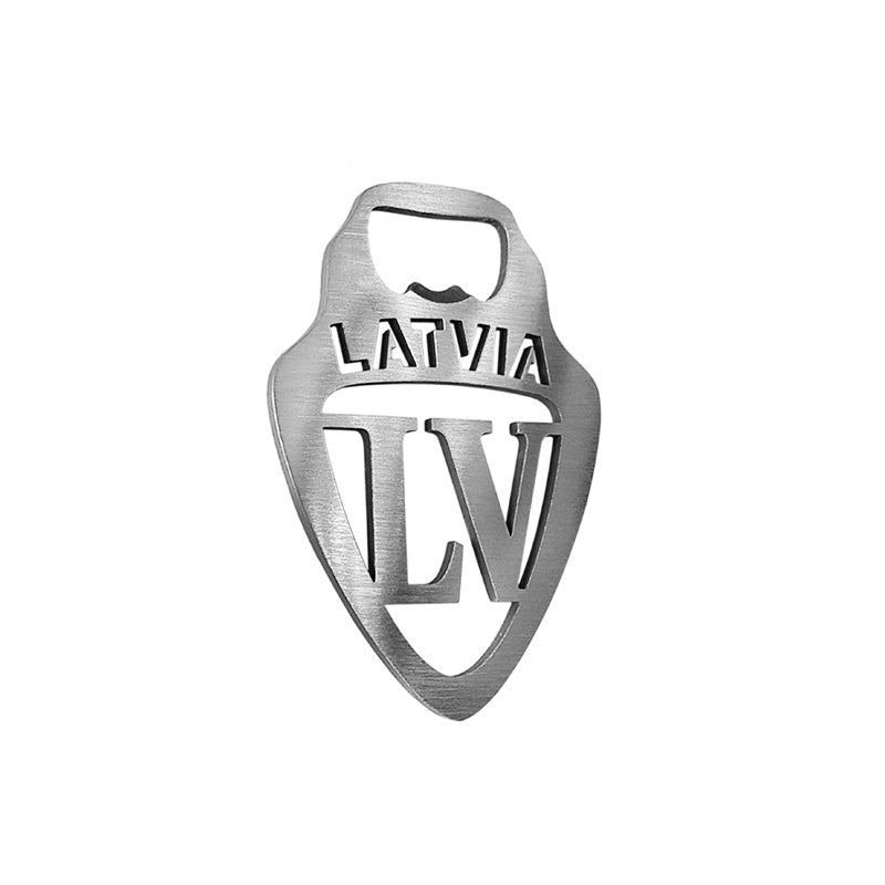 Avisa, ouvre-bouteille en acier inoxydable - « Lettonie » - 10x7cm - Argent
