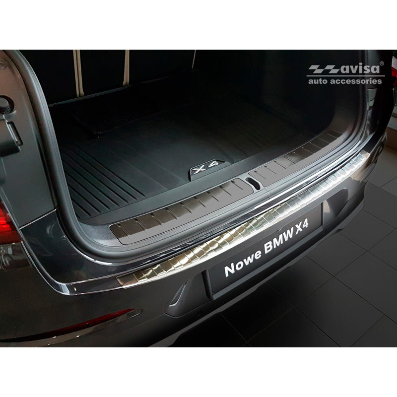 Avisa, rear bumper protector, stainless steel, fits BMW X4 (G02) 2018- 'Ribs'