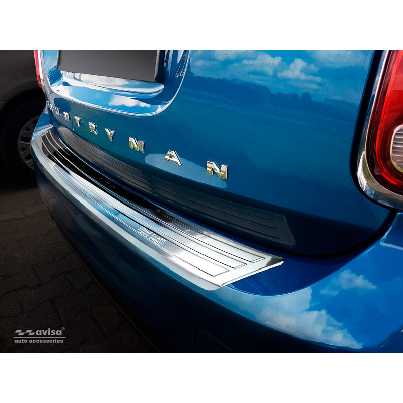 Avisa, Rear bumper protector, Stainless steel, Fits Mini Countryman F60 2016-2020 'flag/lines'