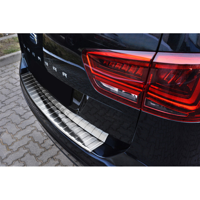 Avisa, protection de pare-chocs arrière, acier inoxydable, compatible avec Seat Alhambra II / Volkswagen Sharan II 2010- 'Ribs'