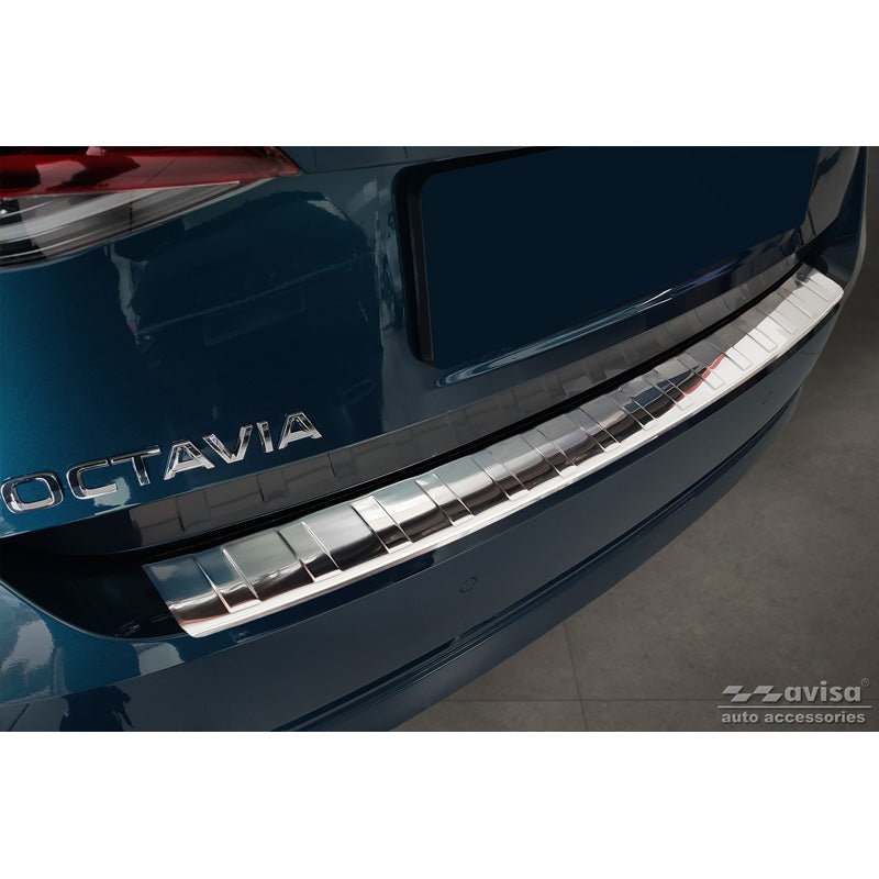 Avisa, achterbumperbeschermer, roestvrij staal, past op Skoda Octavia IV Liftback 2020-2024 & FL 2024- 'Ribs'