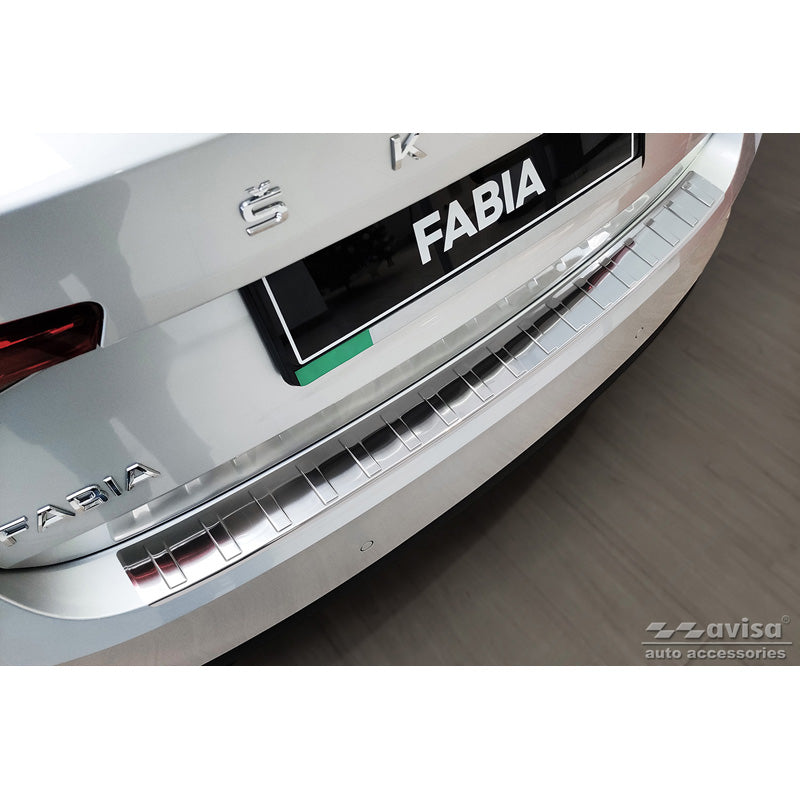 Avisa, Rear bumper protector, Stainless steel, fits Skoda Fabia IV Hatchback 2021- 'Ribs'
