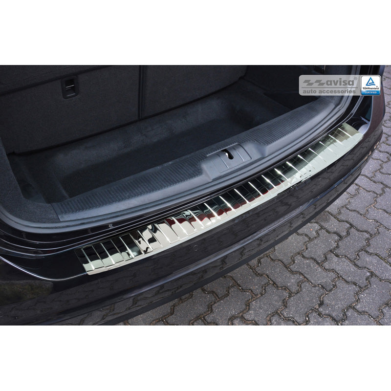 Avisa, protection de pare-chocs arrière, poli brillant, acier inoxydable, compatible avec Seat Alhambra & Volkswagen Sharan II 2010- « Nervures »