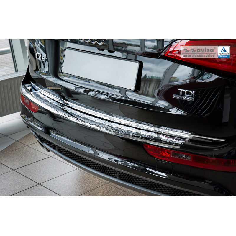 Avisa, protezione paraurti posteriore, lucido, acciaio inox, adatta a Audi Q5 2008-2012 & 2012- 'Nervature'