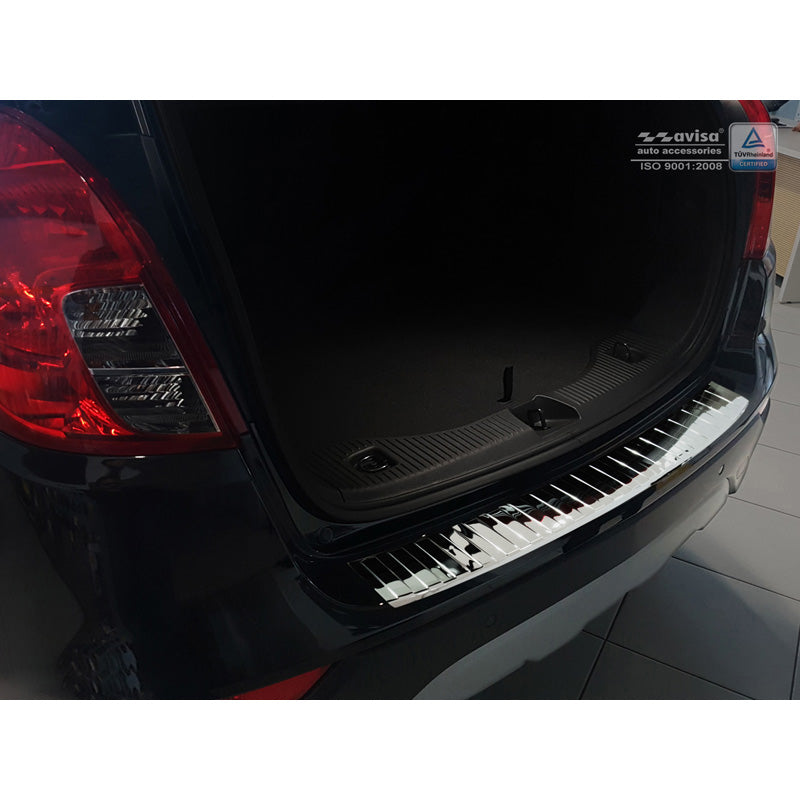 Avisa, protezione paraurti posteriore, lucido, acciaio inox, adatta a Opel Mokka X 2016- 'Nervature'