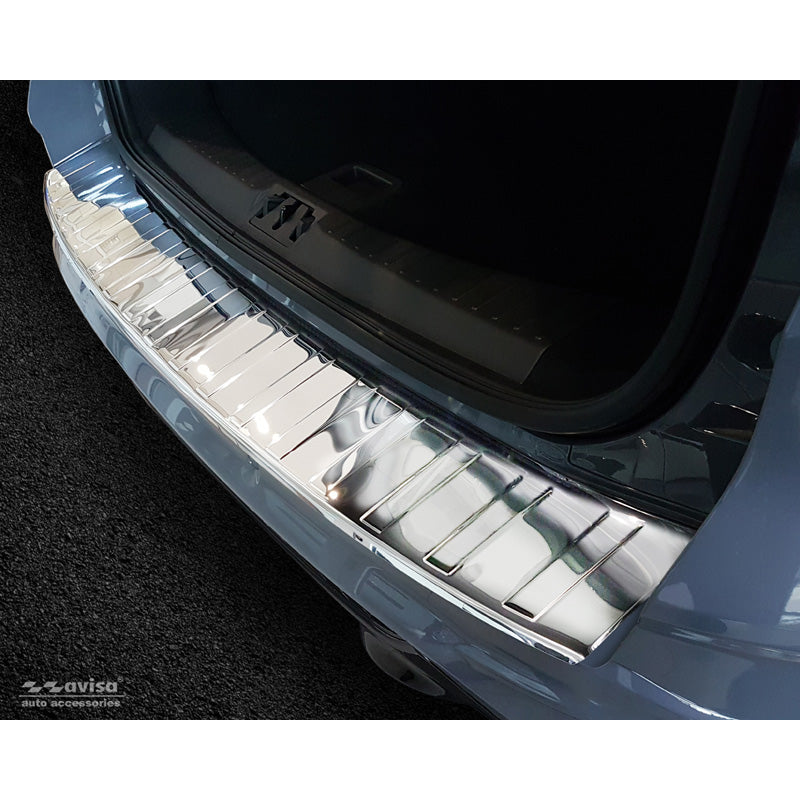 Avisa, protector de paragolpes trasero, pulido brillante, acero inoxidable, apto para Ford Kuga II 2013-2019 'nervaduras'