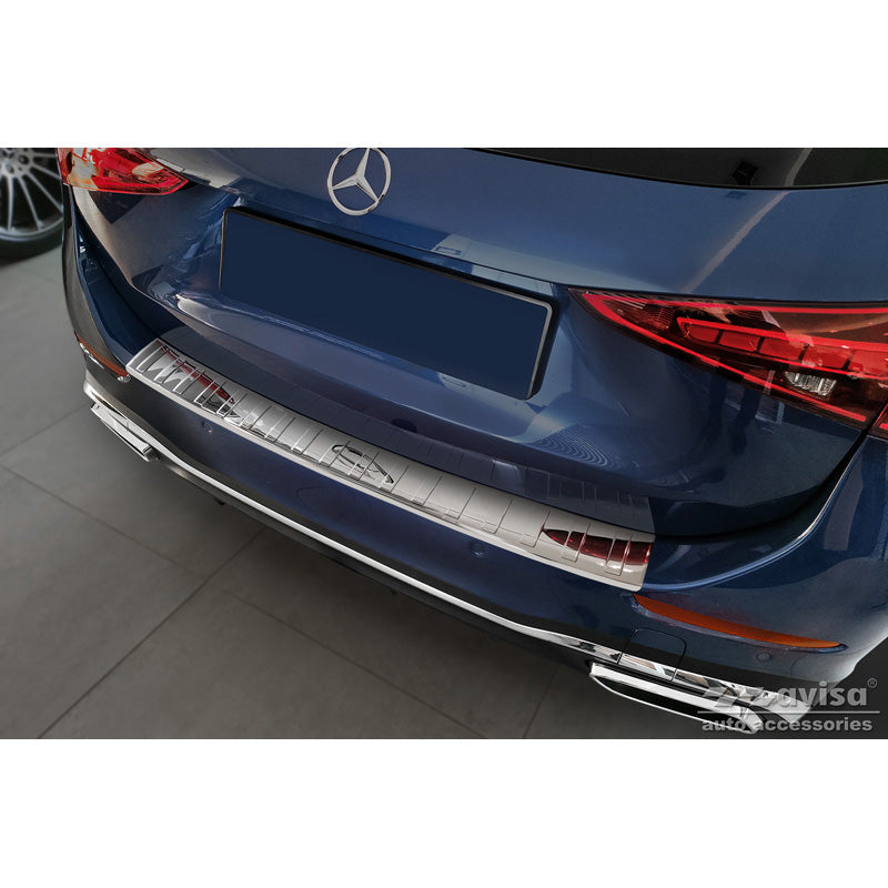 Avisa, Rear bumper protector, polished, stainless steel, fits Mercedes C-Class AMG Estate (S206) 2021- 'Ribs'