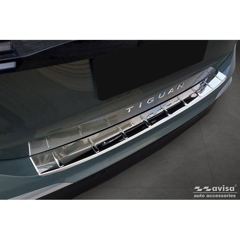 Avisa, Rear bumper protector, polished, stainless steel, fits Volkswagen Tiguan (CT1) 2024- 'Ribs'