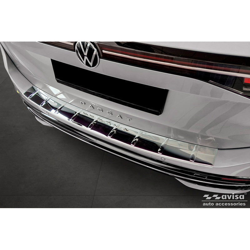 Avisa, Rear bumper protector, polished, stainless steel, fits Volkswagen Passat Variant (CJ5) 2023- 'Ribs'
