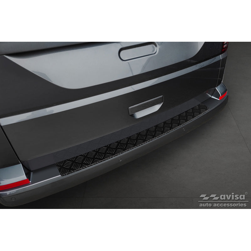 Avisa, protezione paraurti posteriore, nero opaco, alluminio, compatibile con Volkswagen Transporter T6 2015- & FL 2019- (with rear hatch) 'Piastra zigrinata'