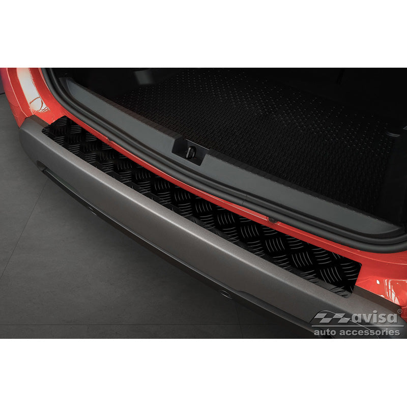Avisa, protezione paraurti posteriore, nero opaco, alluminio, compatibile con Dacia Duster II 2018-2021 & FL 2021-2024 'Piastra zigrinata'