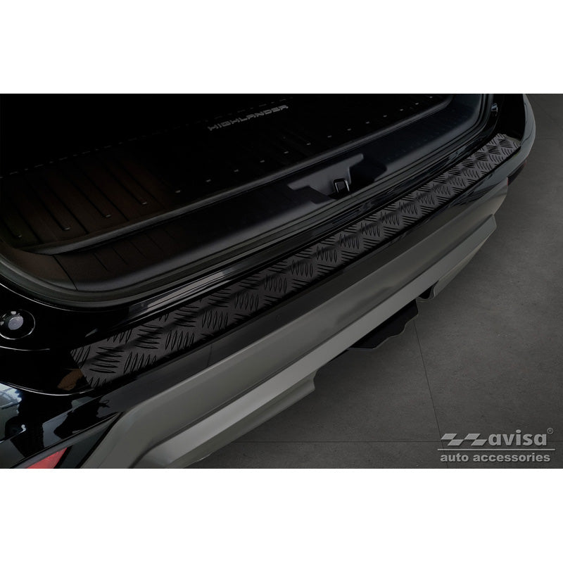 Avisa, protezione paraurti posteriore, nero opaco, alluminio, compatibile con Toyota Highlander IV (XU70) 2020- 'Piastra zigrinata'
