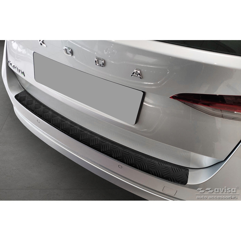 Avisa, protezione del paraurti posteriore, nero opaco, alluminio, adatta a Skoda Octavia IV Kombi 2020-2024 & FL 2024- (incl. RS, excl. Scout) 'Piastra zigrinata'
