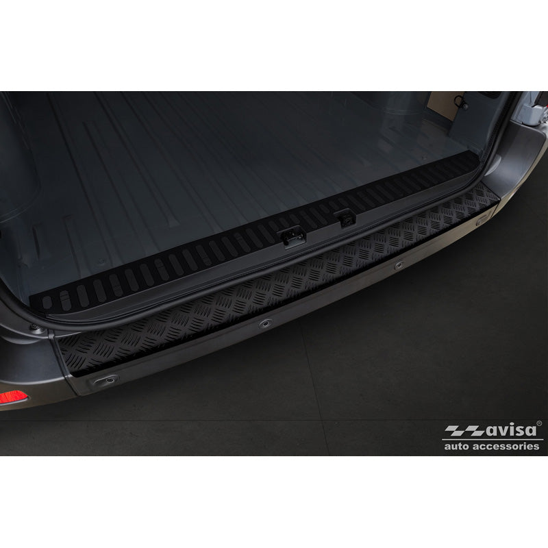 Avisa, protector de parachoques trasero, negro mate, aluminio, compatible con Opel Movano / Renault Master II / Nissan NV400 2010-2018 & 2018-2021 'Placa estriada'