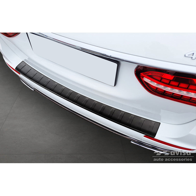 Avisa, protection de pare-chocs arrière, noir mat, acier inoxydable, convient à Mercedes E-Class W213 Break 2016- 'Ribs'