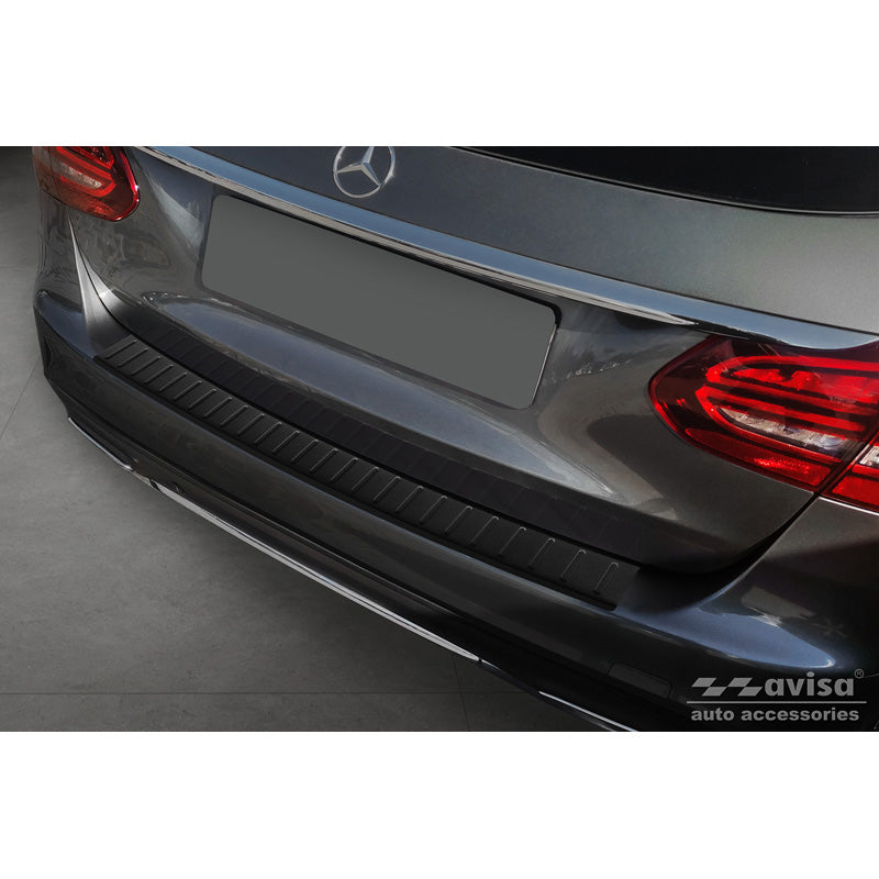 Avisa, Protezione paraurti posteriore, Nero opaco, acciaio inox, compatibile con Mercedes C-Class W205 Kombi 2014-2021 'Ribs'