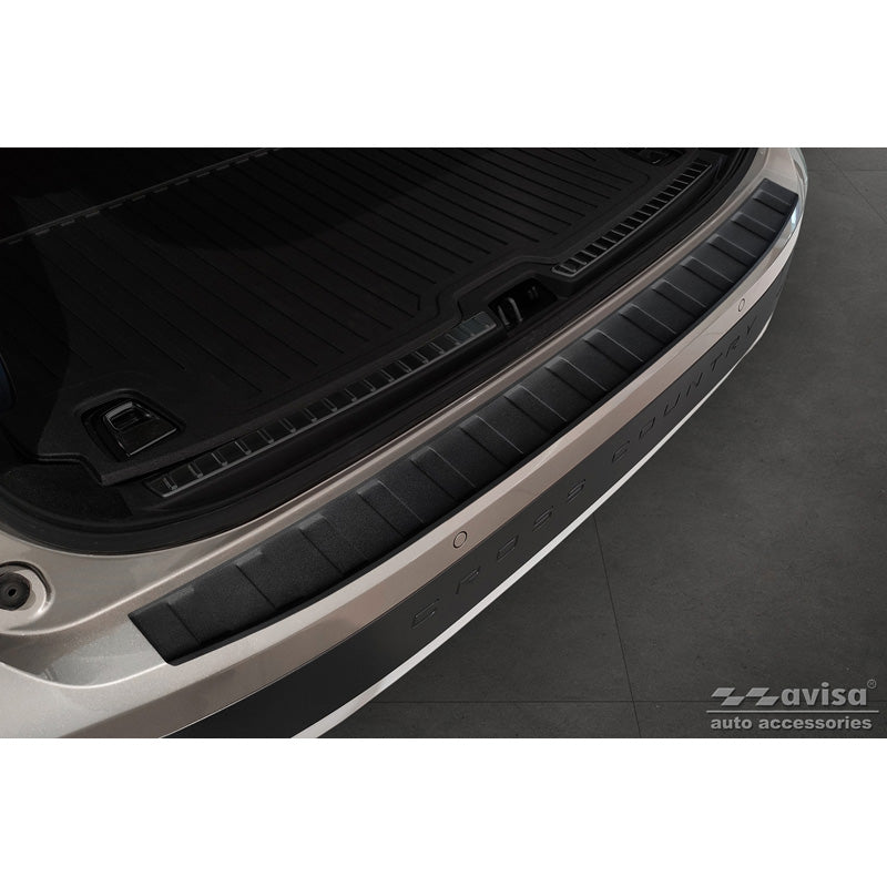 Avisa, protector de paragolpes trasero, negro mate, acero inoxidable, compatible con Volvo V90 9/2016- 'Ribs'