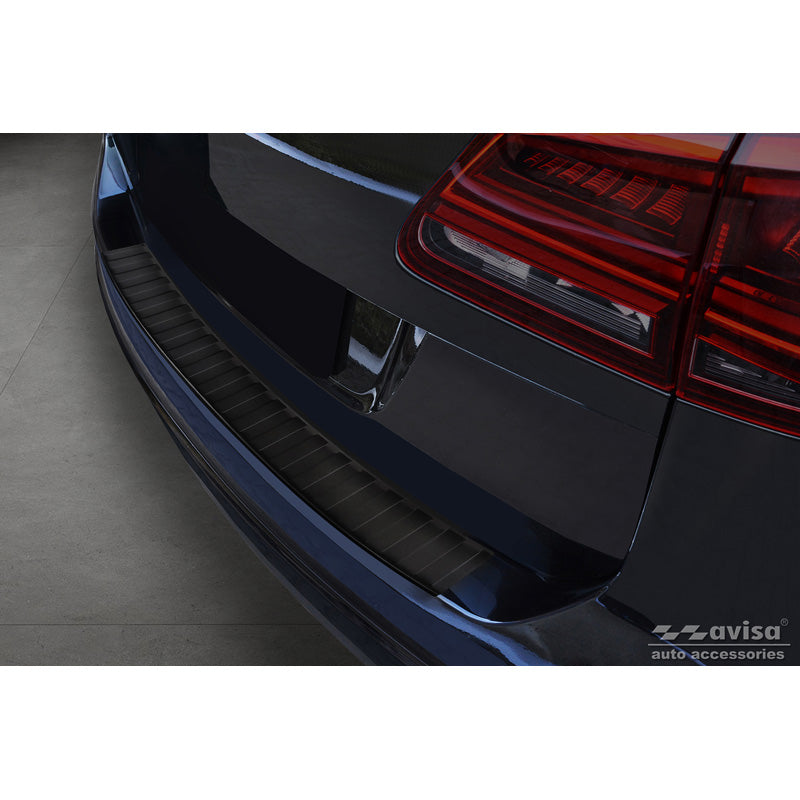 Avisa, protection de pare-chocs arrière, noir mat, acier inoxydable, compatible avec Seat Alhambra & Volkswagen Sharan II 2010- 'Ribs'