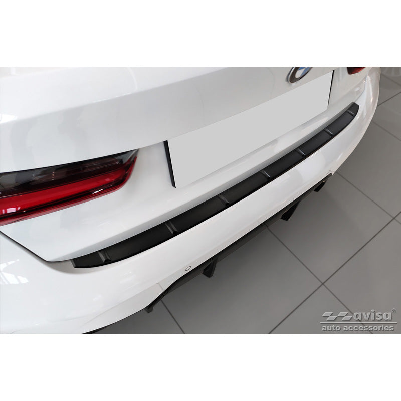 Avisa, Ochrana zadního nárazníku, matná černá, nerezová ocel, pasuje na BMW 3-Series G20 Sedan M-Package 2019- 'Ribs'