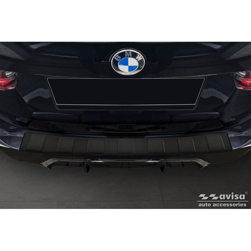 Avisa, ochrana zadního nárazníku, matná černá, nerezová ocel, pasuje na BMW 3 Series Touring (G21) Facelift 2022- s M-Package 'Ribs'