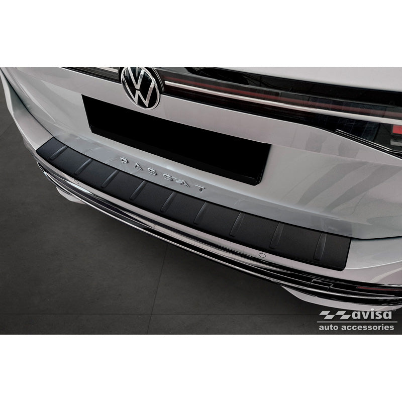 Avisa, Rear Bumper Protector, Matte Black, Stainless Steel, Fits Volkswagen Passat Variant (CJ5) 2023- 'Ribs'