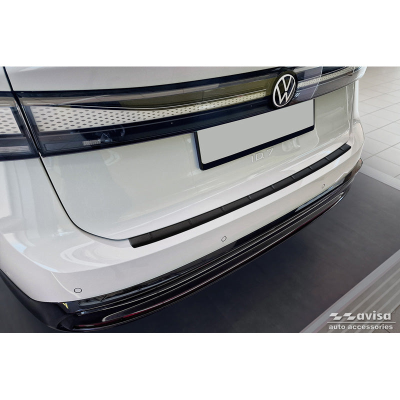 Avisa, protection de pare-chocs arrière, noir mat, acier inoxydable, compatible avec Volkswagen ID.7 2023- 'Ribs'