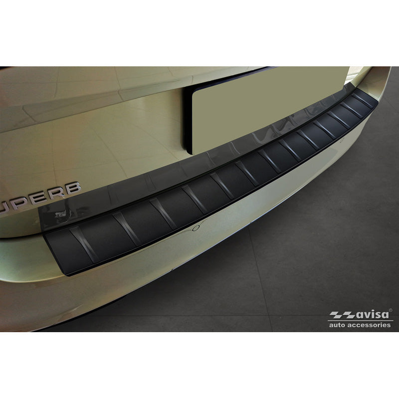 Avisa, protezione paraurti posteriore, Nero opaco, acciaio inossidabile, adatta per Skoda Superb IV Combi 2023- 'Ribs'