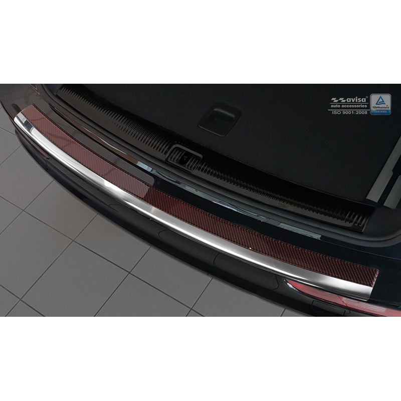 Avisa, protezione paraurti posteriore, DeLuxe, acciaio inossidabile, adatta per Audi Q5 2008-2016 Cromo/Rosso-Nero Carbonio